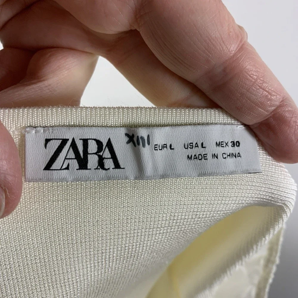 Zara Womens Sheer Puff Sleeve Bandeau Top Sz L Romantic Ethereal Feminine Bridal